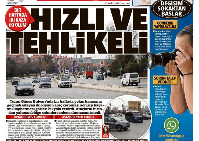 Turan Güneş Bulvarı’nda hız limiti 50’ye indi