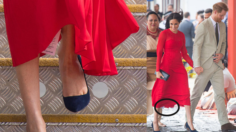 Kate renkli giyindi, Meghan çok terledi