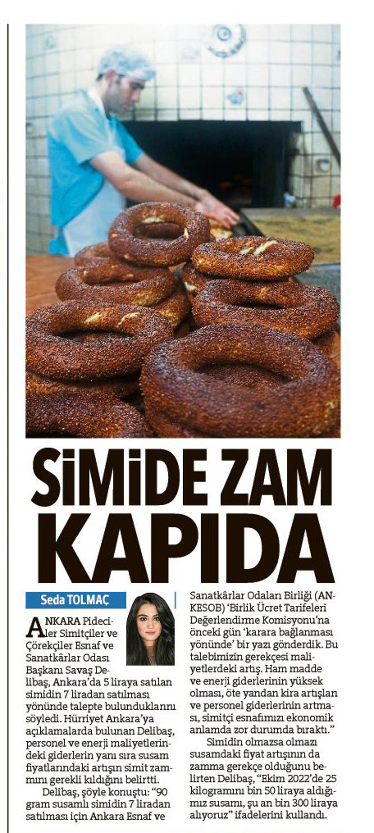 Pazartesi’den itibaren başkentte simit 7 TL