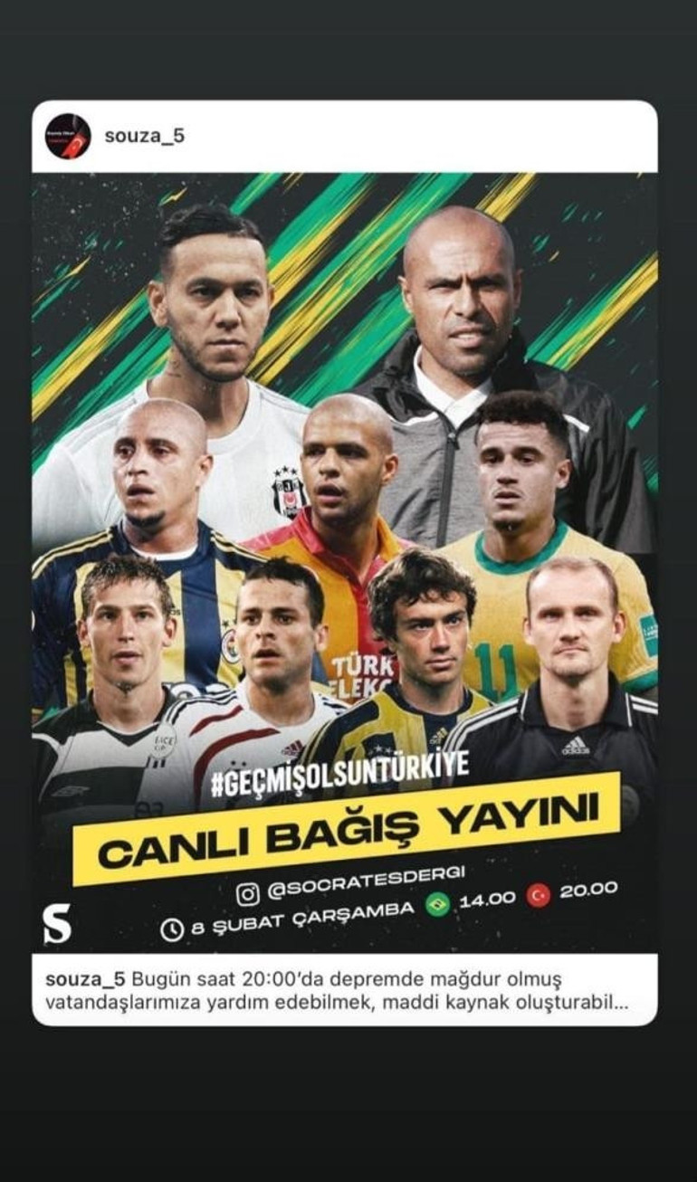 Brezilyalı futbolcular deprem yardım yayını düzenleyecek