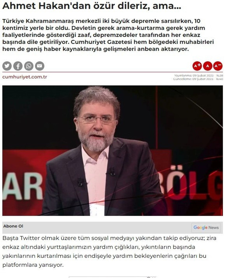 Cumhuriyet özür diledi