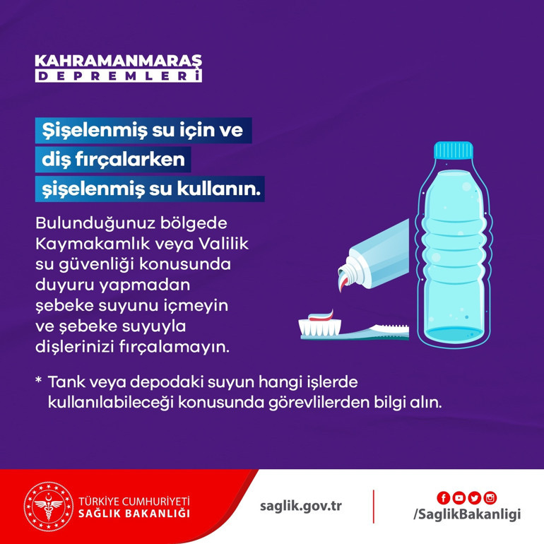 Sağlık Bakanlığından şebeke suyu uyarısı Deprem bölgesinde şebeke suyu kullanılır mı
