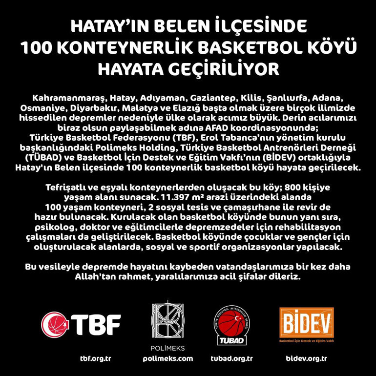 Basketbol Ailesinden 100 konteynerlik basketbol köyü