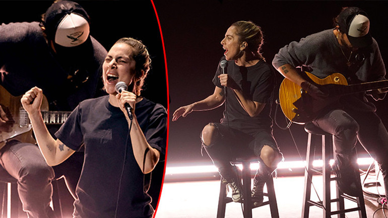 İki görüntü arasında sadece dakikalar var… Lady Gaga’dan unutulmaz Oscar performansı: Sahneye sıfır makyaj çıktı