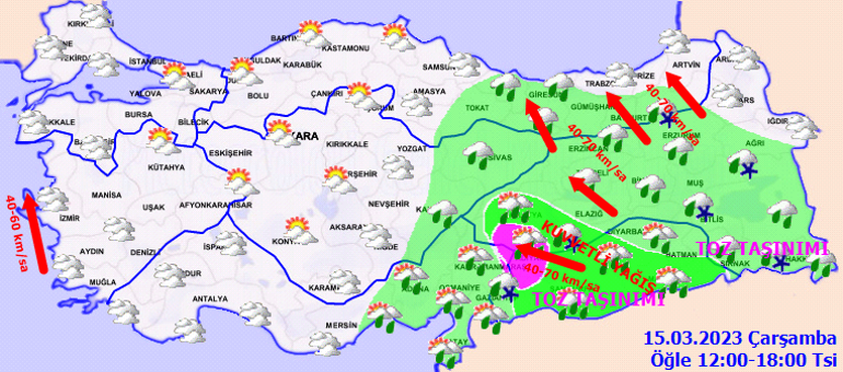Hava durumu tahminleri il il: Bugün (15 Mart) hava nasıl olacak, yağmur var mı Meteorolojiden kuvvetli yağış ve toz taşınımı uyarısı