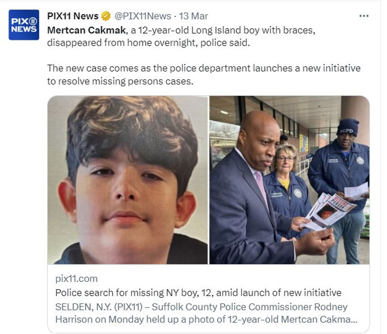 12 yaşındaki Mertcan Çakmak 3 gündür kayıp ABD polisi adeta alarma geçti