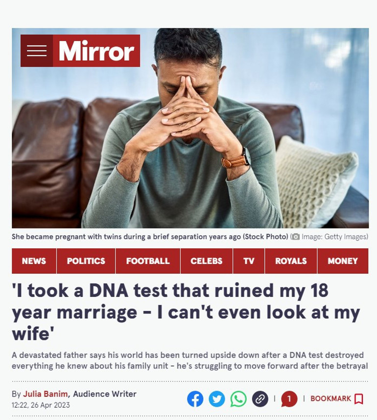 Yaptığım DNA testi 18 yıllık evliliğimi mahvetti, karımın suratına bakamıyorum bile...