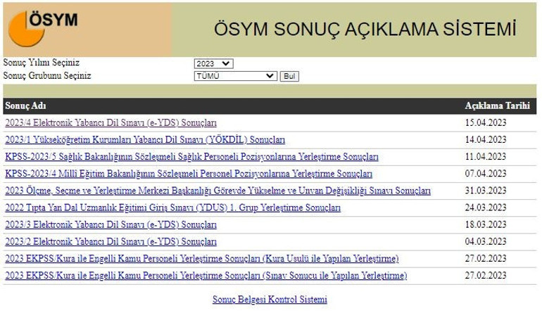 ÖSYM SONUÇ AÇIKLAMA SİSTEMİ: ÖSYM 2023 merkezi sınav sonuçları nereden ve nasıl sorgulanır İşte, ÖSYM sınav sonuç ekranı