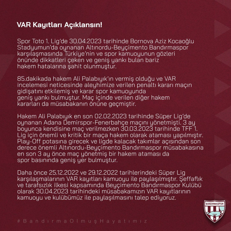 Son dakika: TFF açıkladı Ali Palabıyıka sezon sonuna kadar maç yok Fenerbahçe ve Galatasaray tepkiliydi...