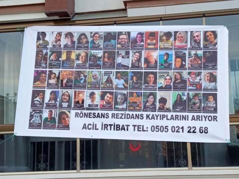 Rönesans Rezidans enkazında bulunamayan 55 kişi için pankart