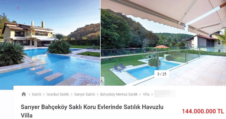 Ajda Pekkandan satılık 6 oda 2 salon 144 milyon TL...