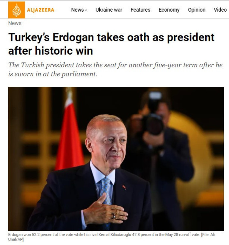 Cumhurbaşkanı Erdoğanın yemin töreni dünya basınında...