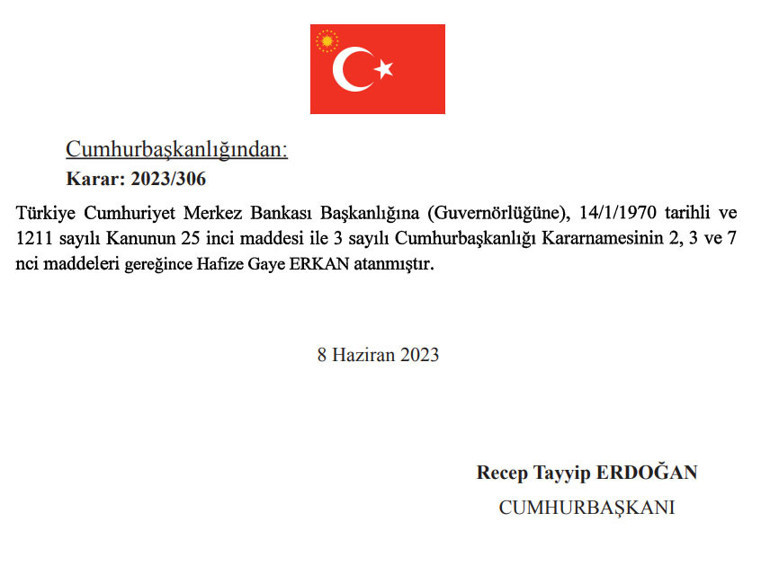 Son dakika: Merkez Bankasının yeni başkanı Hafize Gaye Erkan oldu