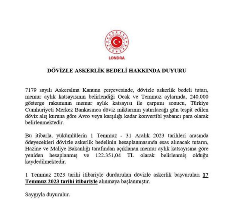 Dövizle askerlik başvuruları hakkında önemli duyuru