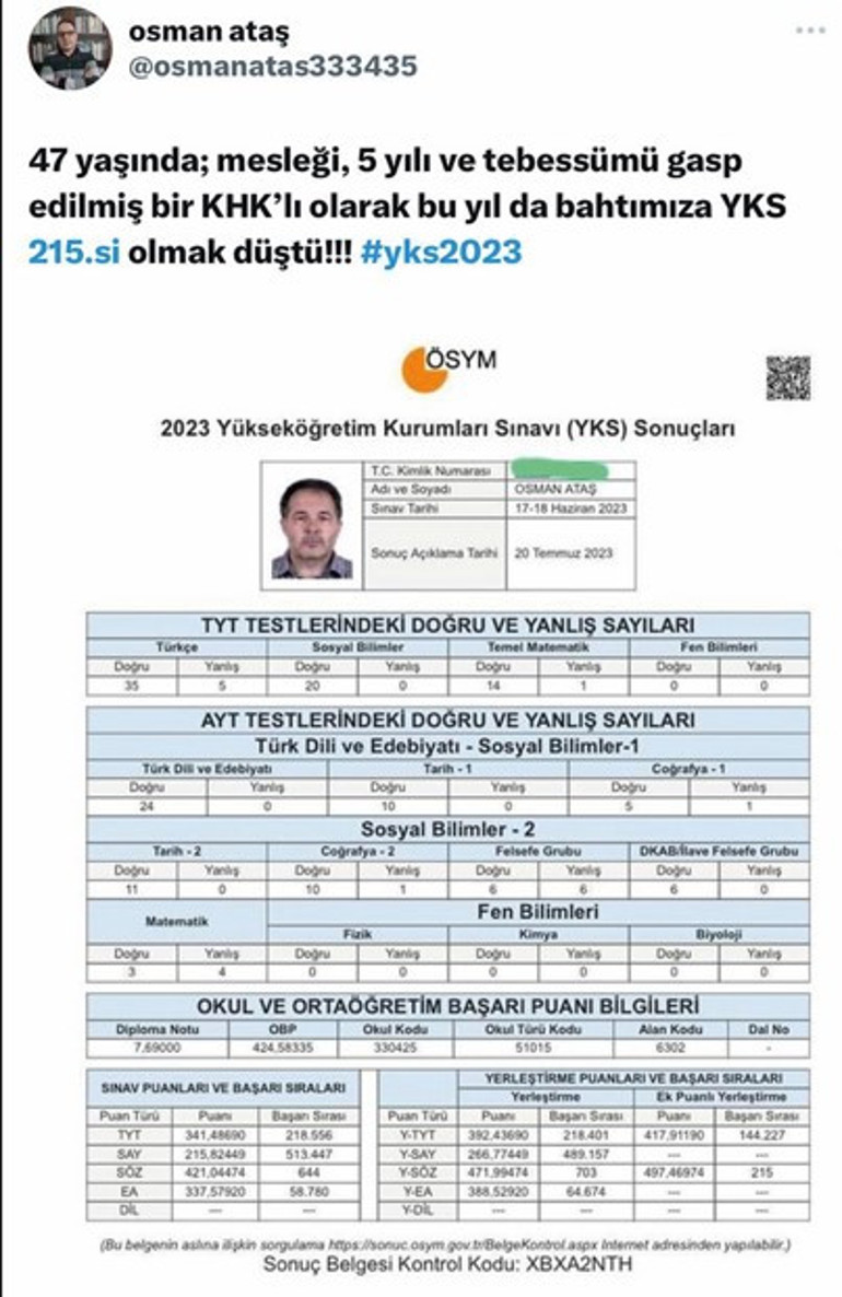 YKS’de 215’inci olan FETÖ’cünün profili: FETÖ üniversitede