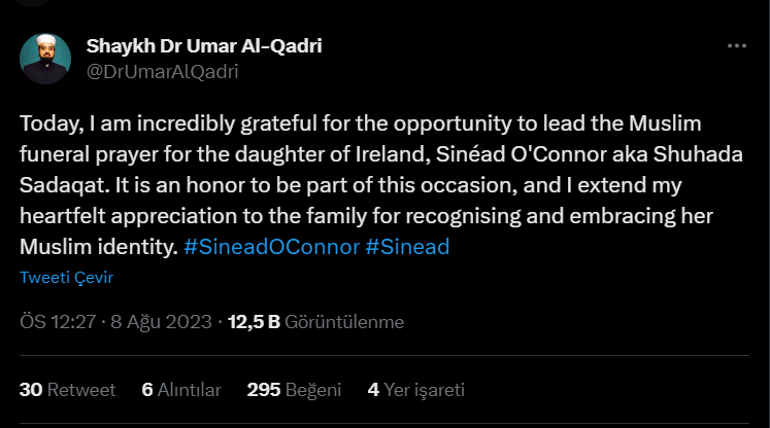 Sinead O’Connor İslami usullere uygun şekilde toprağa verildi... İrlanda Cumhurbaşkanı da yer aldı