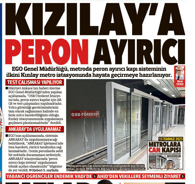 Peron ayırıcı kapı karmaşası