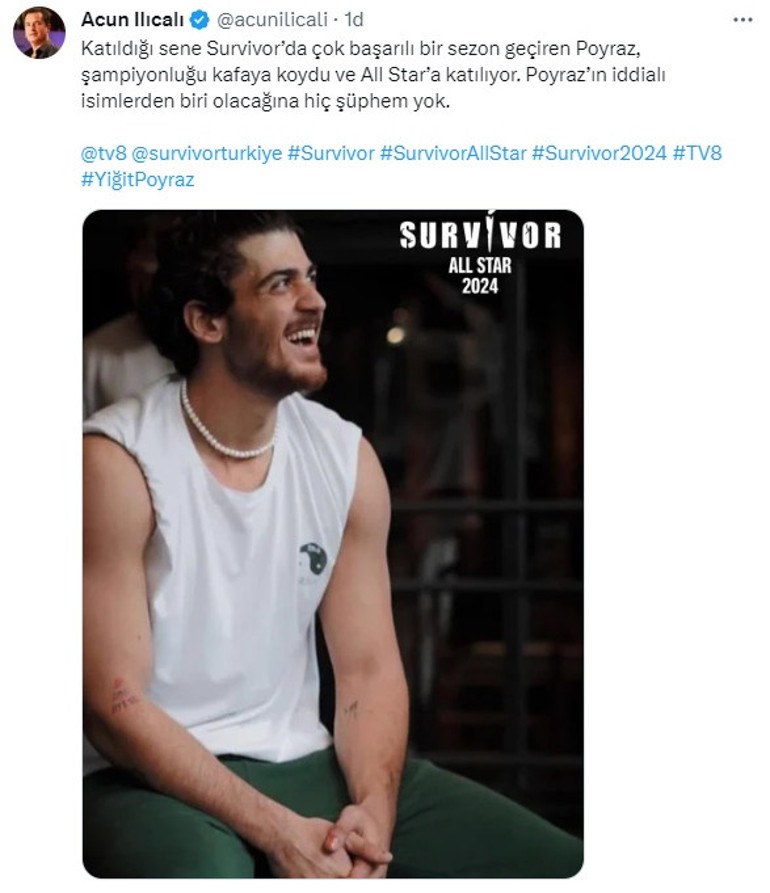Survivorda devler kadrosu... Acun Ilıcalı bir ismi daha açıkladı