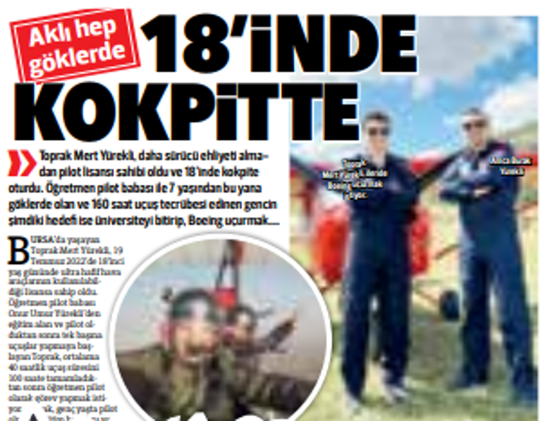 O artık en genç kadın pilot... Hürriyet’in haberinden ilham aldı