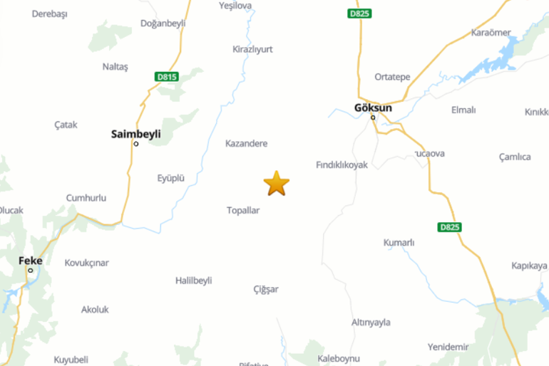 Kahramanmaraş Göksunda 4.6 büyüklüğünde deprem