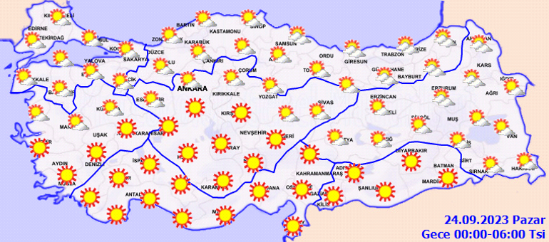 Hava durumu tahminlerini Meteoroloji yayınladı | Pazar günü (24 Eylül) hava nasıl olacak Sıcaklıklar artıyor İşte il il hava durumu raporu...