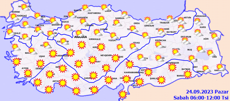 Hava durumu tahminlerini Meteoroloji yayınladı | Pazar günü (24 Eylül) hava nasıl olacak Sıcaklıklar artıyor İşte il il hava durumu raporu...