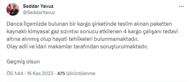 Kargo paketinden sızdı, 4 kişi hastanelik oldu... Validen açıklama: Soruşturma başlatıldı