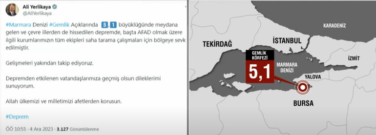 Marmara Denizinde 3 dakika arayla 2 deprem İstanbul dahil birçok ilde hissedildi... Prof. Dr. Naci Görürden uyarı: Gemlikin yeri çok tehlikelidir