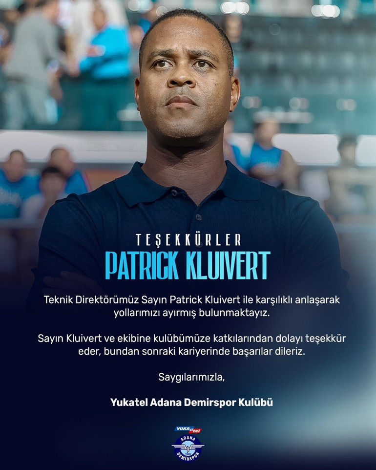 Son Dakika: Adana Demirspor, Patrick Kluivertla yollarını ayırdı