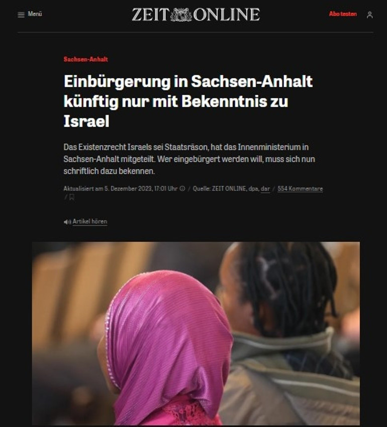 Alman vatandaşlığına İsrail şartı