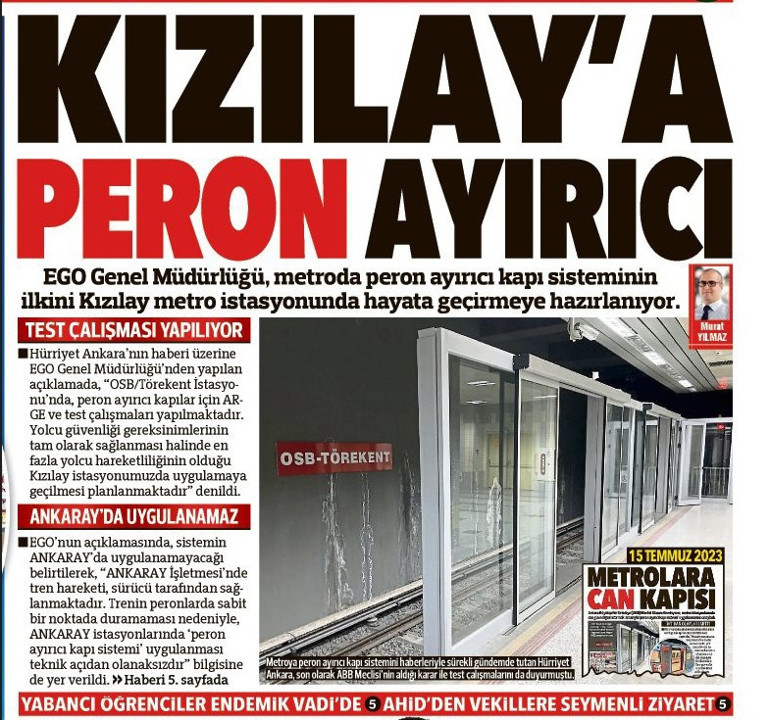Ankara metrosu için bir kez daha ‘peron ayırıcı kapı sistemi’ çağrısı