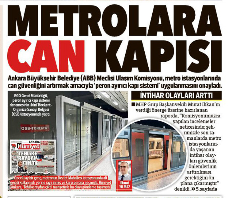 Ankara metrosu için bir kez daha ‘peron ayırıcı kapı sistemi’ çağrısı