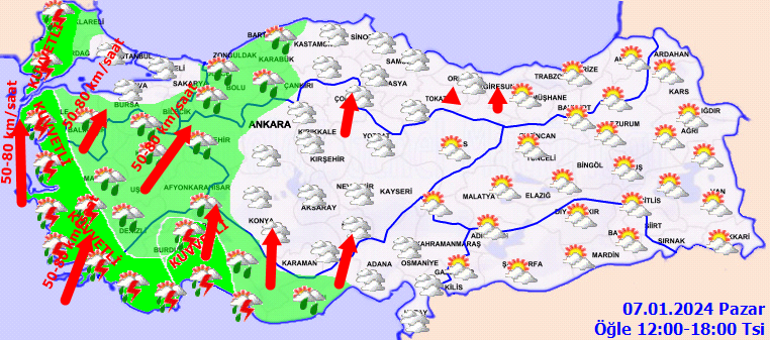 Son dakika hava durumu tahminleri il il yayınlandı | Bugün (7 Ocak Pazar) hava nasıl olacak Kar yağacak mı Meteorolojiden hortum ve sağanak uyarısı