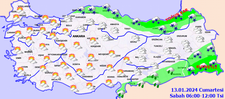 Son dakika hava durumu tahminleri il il yayınlandı... Bugün (13 Ocak) hava nasıl olacak Hafta sonu İstanbulda kar var mı Meteorolojiden sağanak ve kar uyarıları