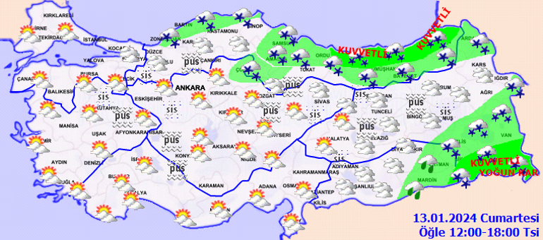 Son dakika hava durumu tahminleri il il yayınlandı... Bugün (13 Ocak) hava nasıl olacak Hafta sonu İstanbulda kar var mı Meteorolojiden sağanak ve kar uyarıları