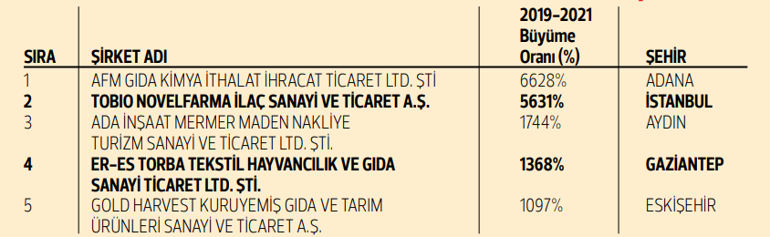 Türkiye’nin en hızlı büyüyen 100 şirketi açıklandı... Hız şampiyonu Adana’dan