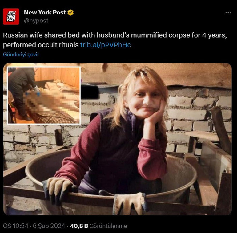 4 yıl boyunca kocasının cansız bedeni ile uyudu, gizli ritüeller gerçekleştirdi