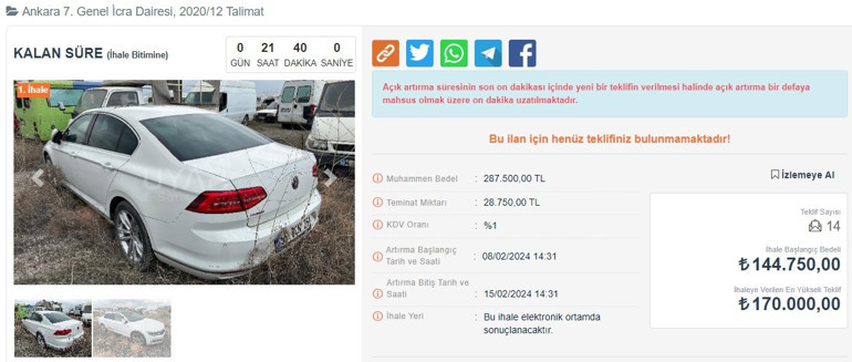Otomobiller yarı fiyatına satılıyor... 30 bin liraya da var 300 bin liraya da... İşte icralık araçlar