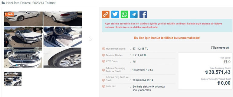 Otomobiller yarı fiyatına satılıyor... 30 bin liraya da var 300 bin liraya da... İşte icralık araçlar
