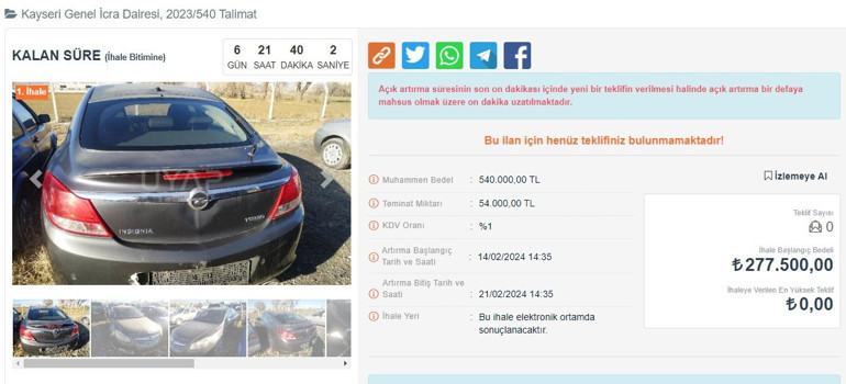 Otomobiller yarı fiyatına satılıyor... 30 bin liraya da var 300 bin liraya da... İşte icralık araçlar