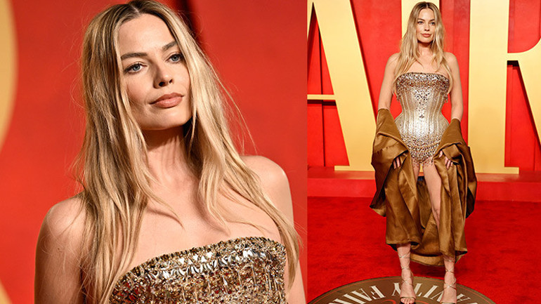 Barbie öldü yaşasın Margot Robbie Pembeleri kaldırdı, Oscar törenine intikam siyahına bürünüp gitti
