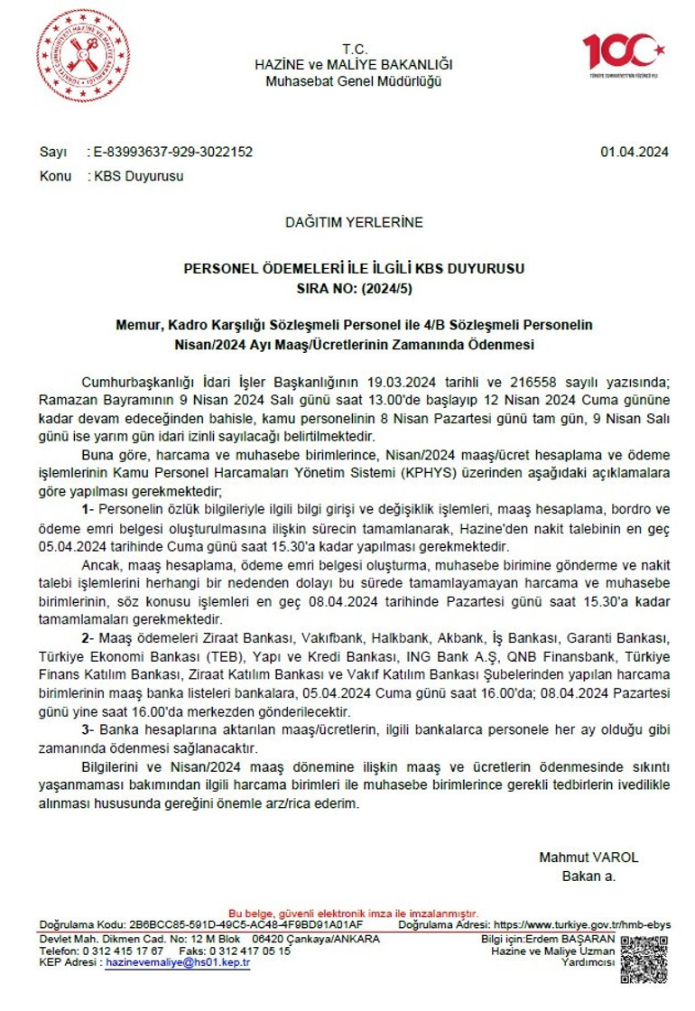 Son dakika... Memur ve sözleşmeli personel maaşları bayramdan önce ödenecek mi Bakanlık duyurdu