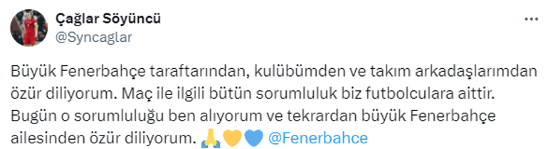 Olympiakos-Fenerbahçe maçında Çağlar Söyüncüden kritik hatalar Maç sonu özür diledi