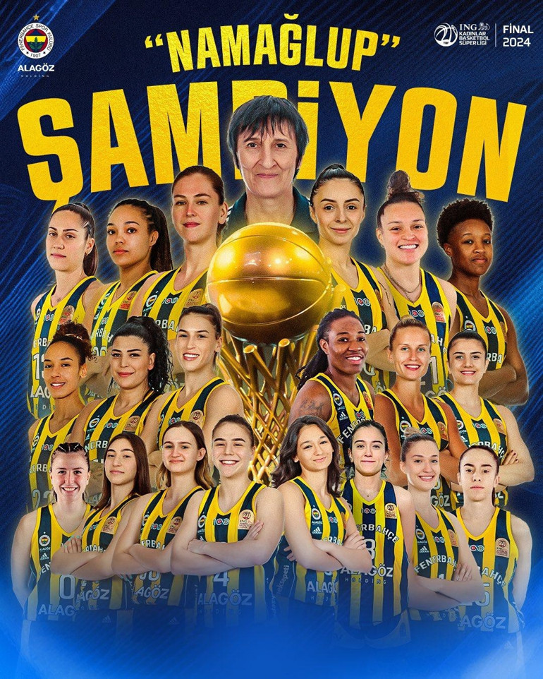 Kadınlar Basketbol Süper Liginde şampiyon Fenerbahçe Ligde namağlup, 4 kupalı şampiyon...
