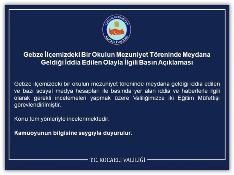 Kız öğrenciler, kıyafet gerekçesiyle mezuniyet törenine alınmamıştı... Valilik açıklama yaptı: Müfettiş görevlendirildi