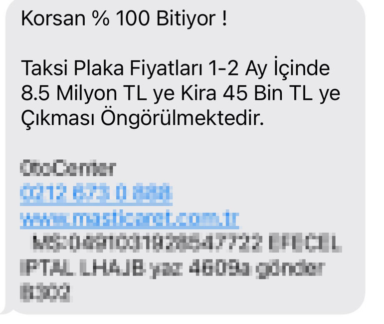 1 ayda 2.5 milyon getiri bekliyorlar Galericilerden yatırım tavsiyesi gibi taksi plakası SMSi