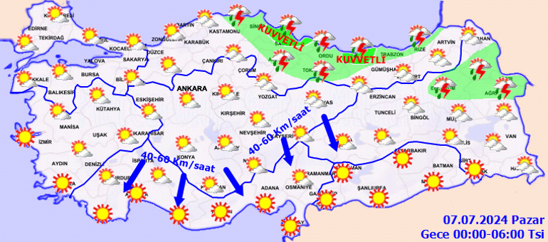 Hava durumu tahminleri il il 7 Temmuz 2024 | Bugün hava nasıl olacak Pazar günü yağmur var mı Meteorolojiden 5 ile kuvvetli sağanak uyarısı