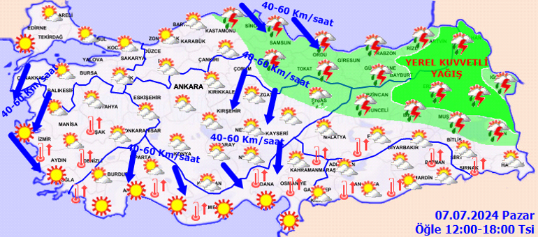 Hava durumu tahminleri il il 7 Temmuz 2024 | Bugün hava nasıl olacak Pazar günü yağmur var mı Meteorolojiden 5 ile kuvvetli sağanak uyarısı