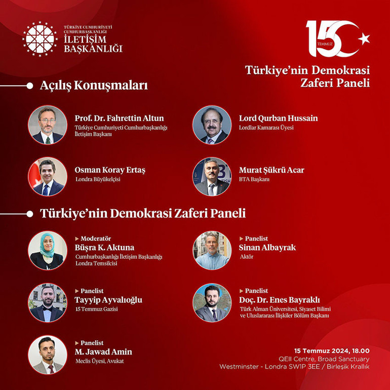 Londra’da ‘15 Temmuz Türkiye’nin Demokrasi Zaferi’ paneli
