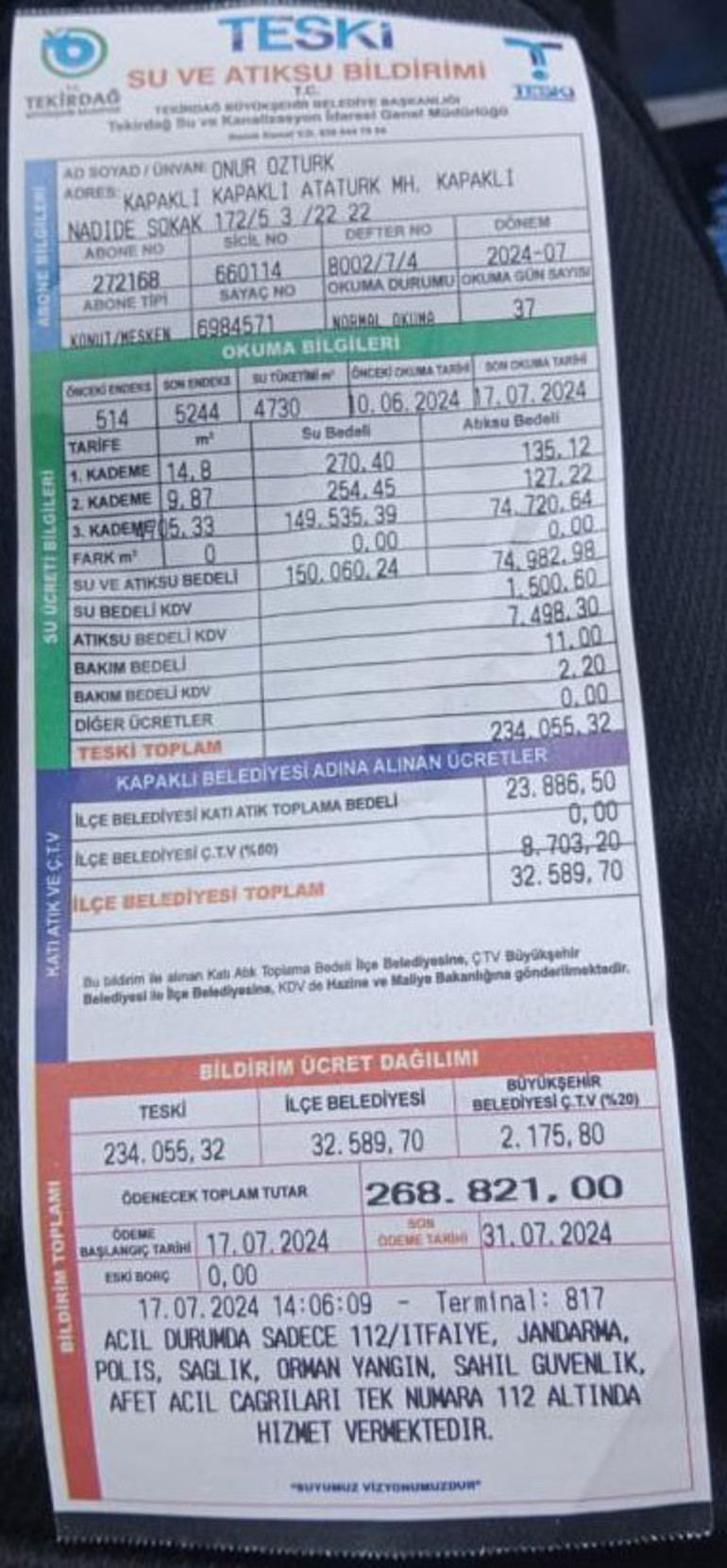 Su faturasını görünce gözlerine inanamadı: Siz beni toprak ağası mı sandınız